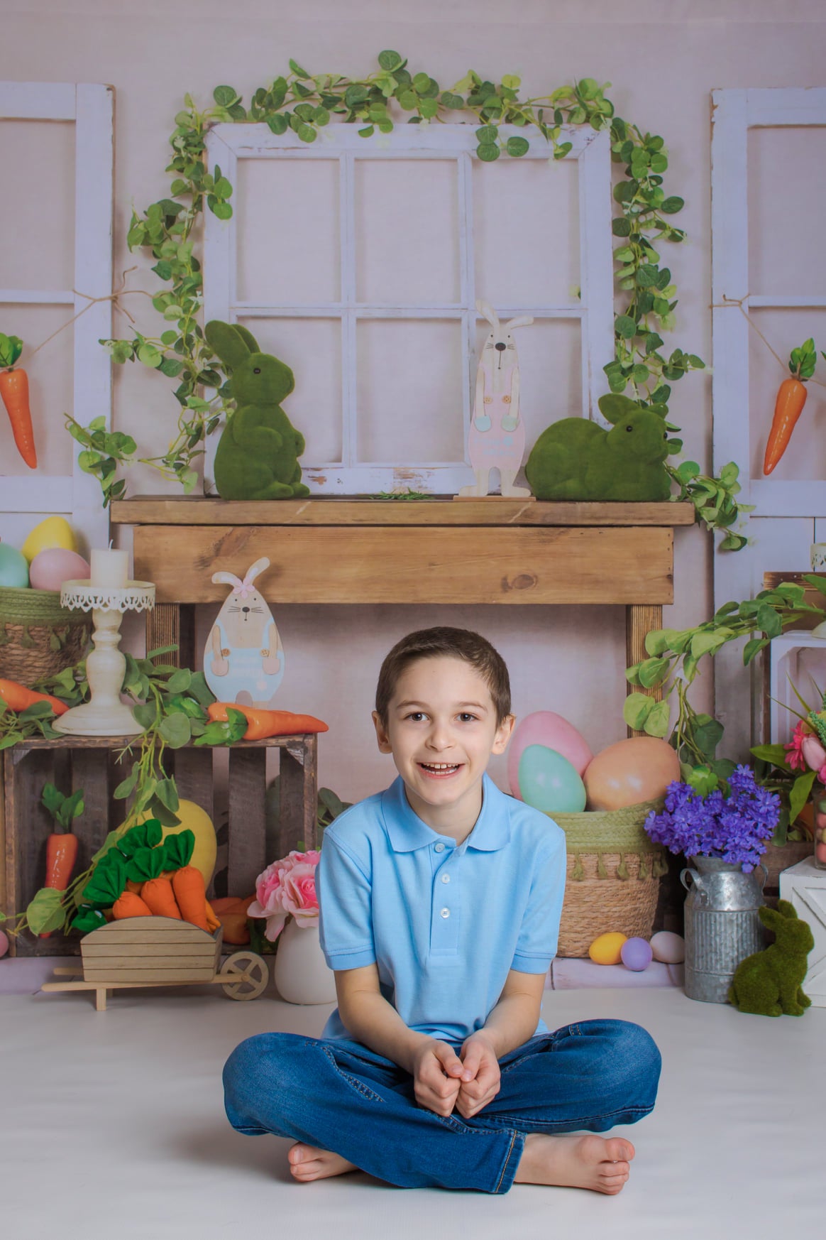 Kate Easter/Spring Bunny Backdrop Carrot Eggs Designed by Emetselch