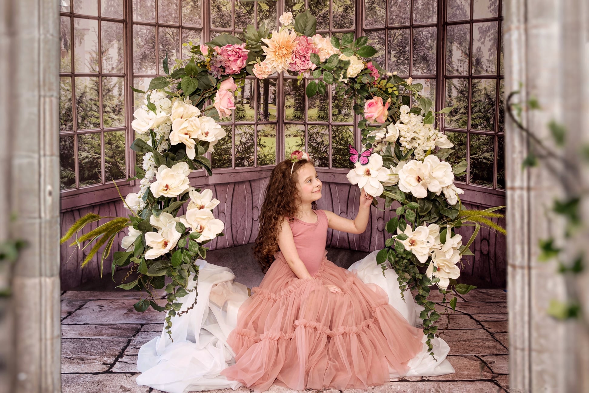 Scenery Window Backdrop Green Plants for Photography