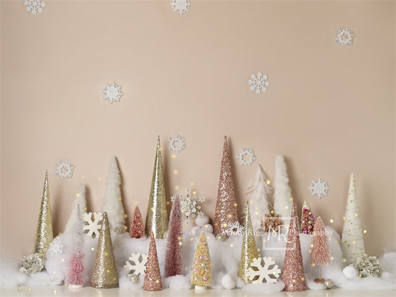 Kate Winter Wonderland Trees Backdrop New Year Pink Gold Designed by Mandy Ringe Photography