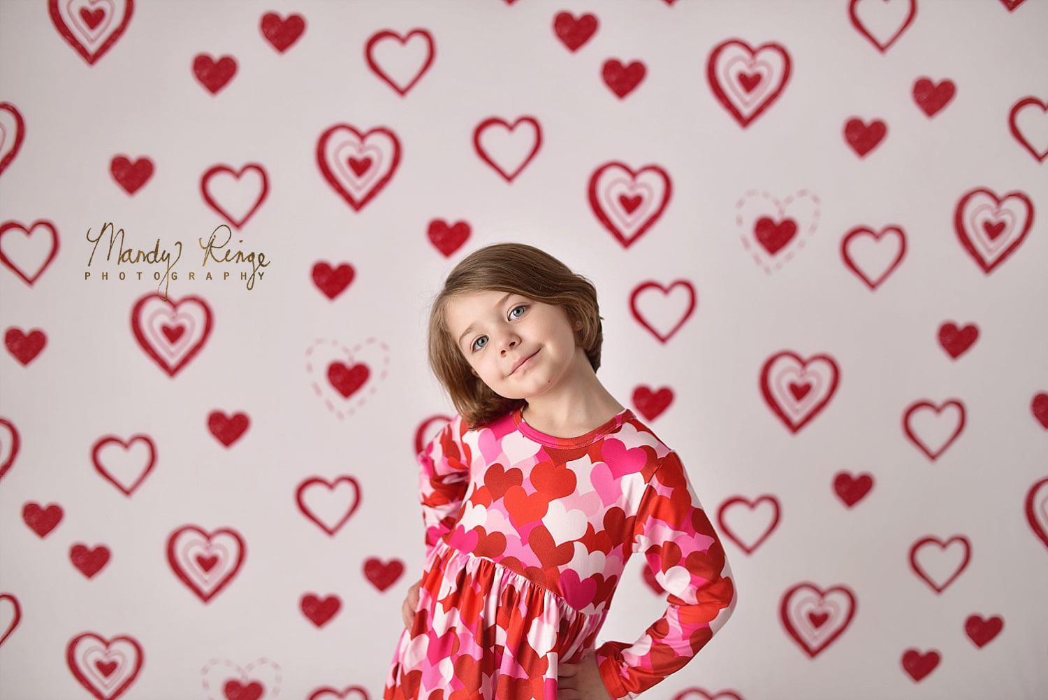 Kate Valentine's Heart Backdrop Red Doodles Designed by Mandy Ringe Photography