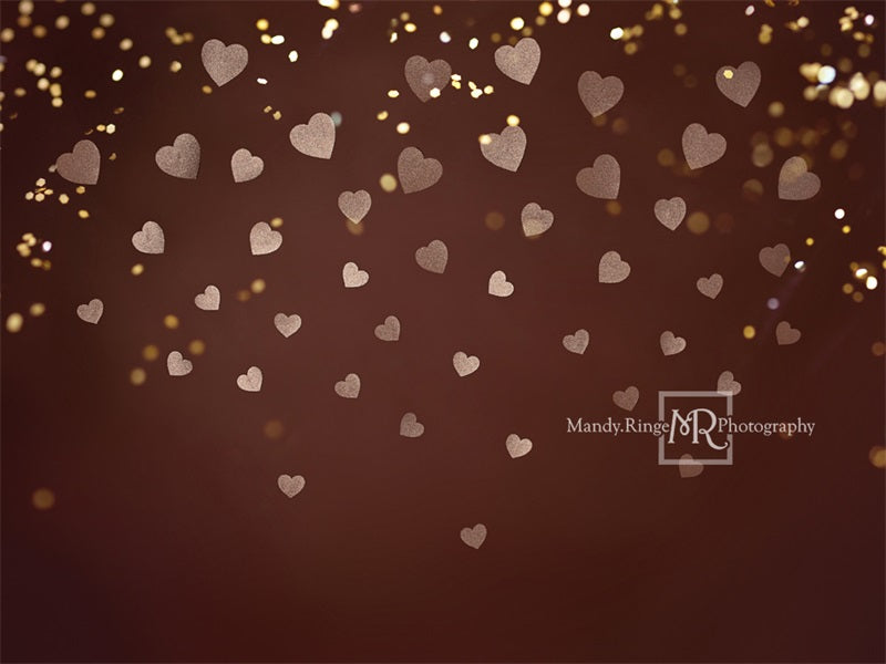 Kate Gold Valentine Backdrop Glitter Heart Designed by Mandy Ringe Photography