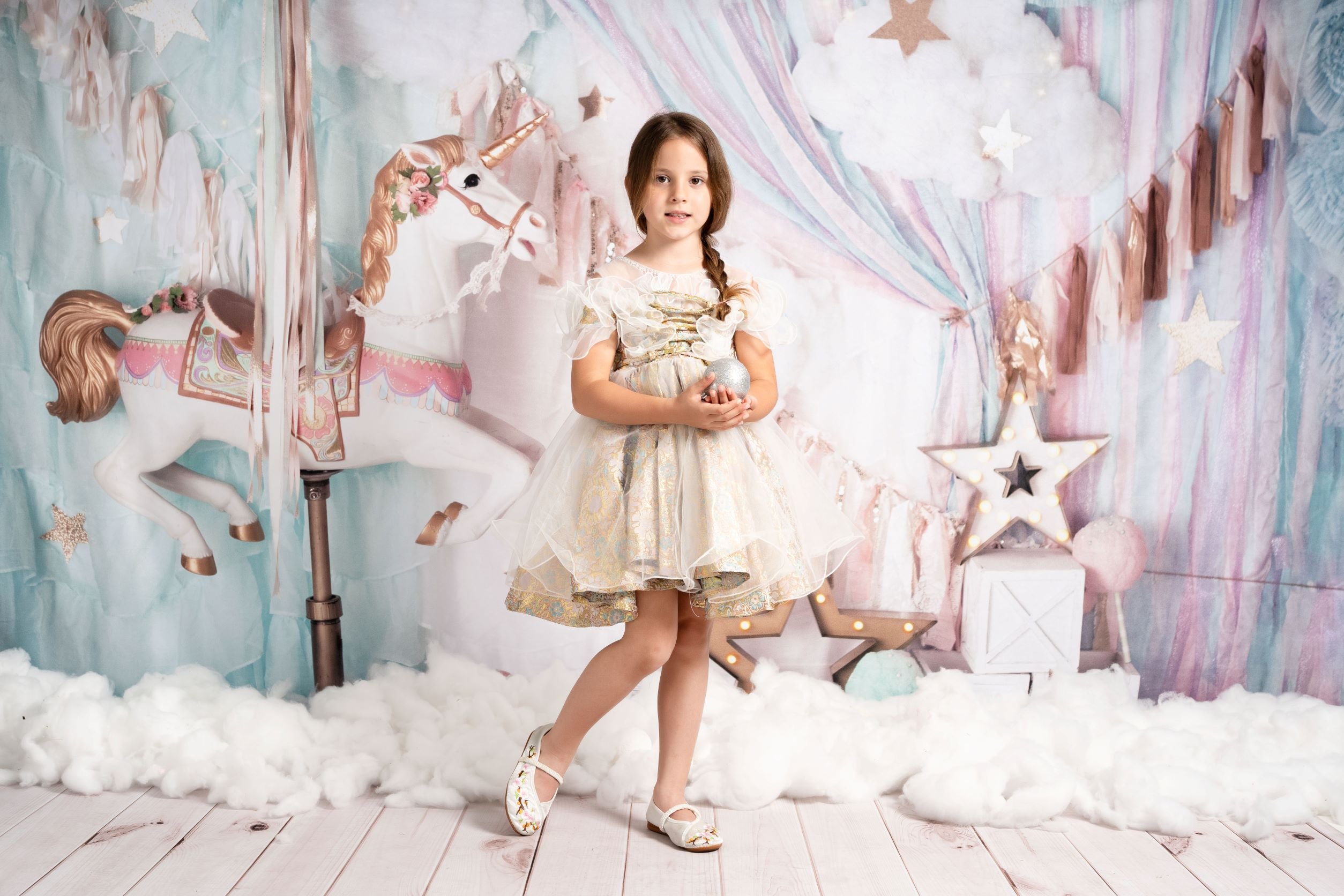 Eenhoorncarrouselachtergrond van dromen ontworpen door Mandy Ringe Fotografie