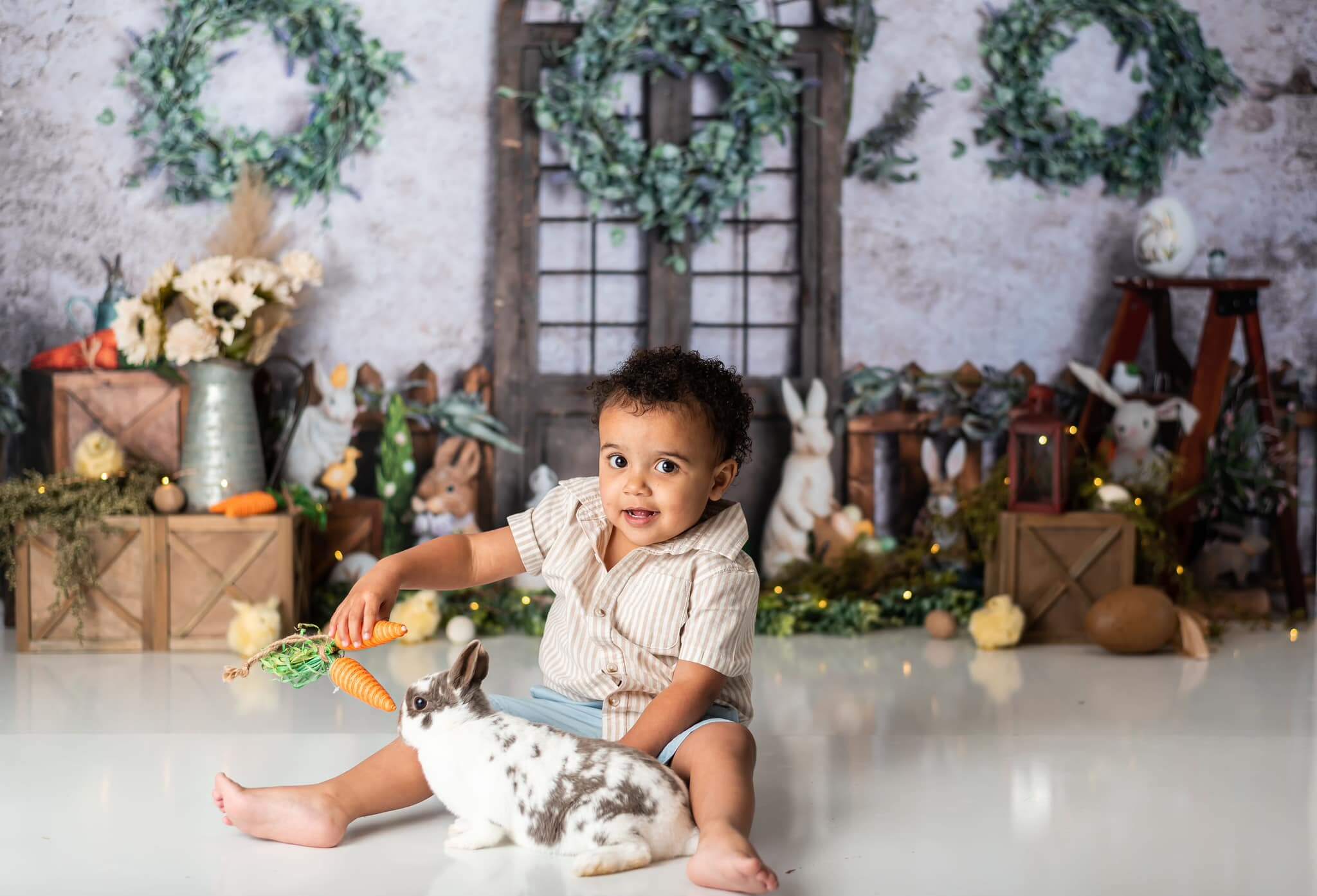 Kate Easter Garden Door Backdrop Rabbit for Photography Designed By Rose Abbas