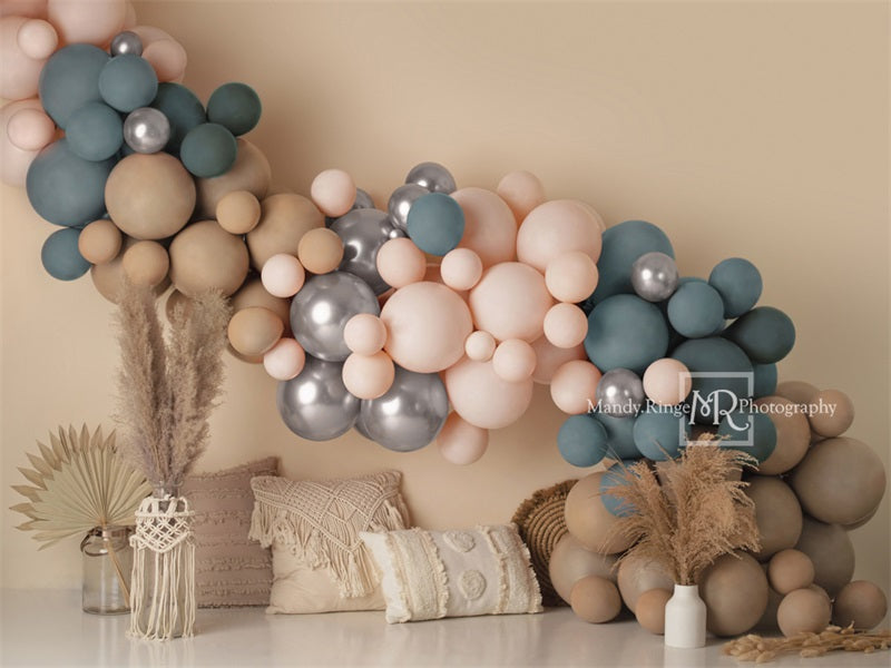 Kate Matte Boho Balloons Backdrop Macrame Pillows Designed by Mandy Ringe Photography