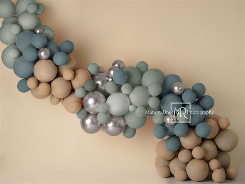 Matte Blue Boho Foto Achtergrond Ballonnenslinger Ontworpen door Mandy Ringe Fotografie