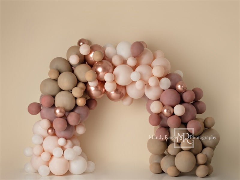 Roze Ballonnenboog Foto Achtergrond Boho Mat Ontworpen door Mandy Ringe Fotografie