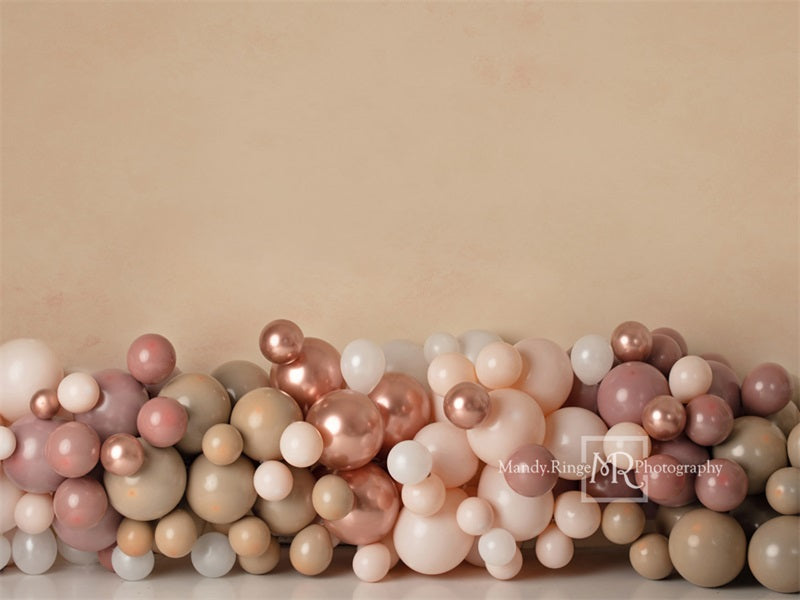 Kate Boho Balloons Backdrop Matte Pink Designed by Mandy Ringe Photography