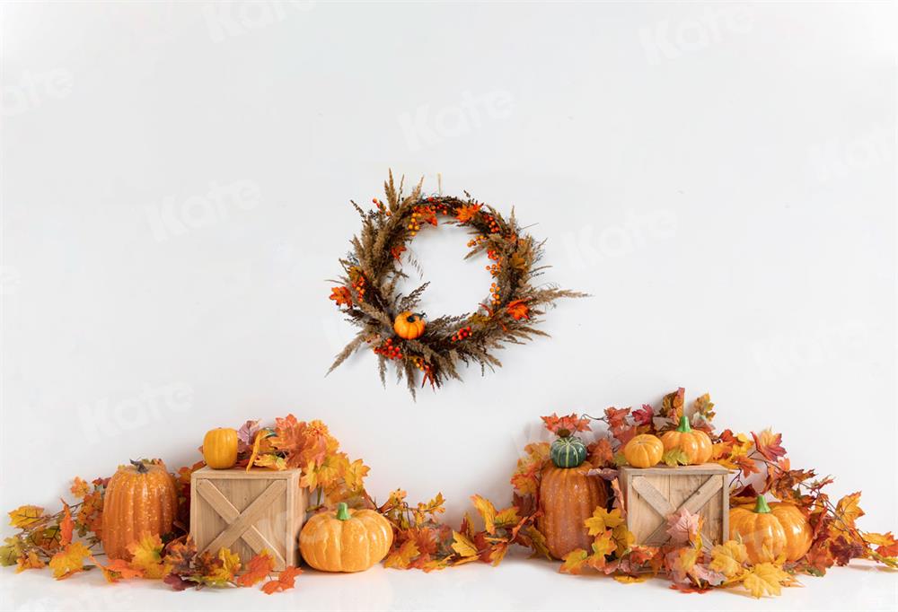 Herfstachtergrond Boho Pompoenen voor Fotografie