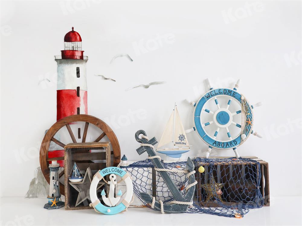 Zomerachtergrond Sail Away Cake Smash voor Fotografie