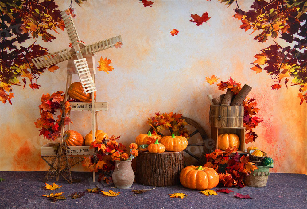 Fondo de Otoño con Calabazas y Hojas de Arce para Fotografía
