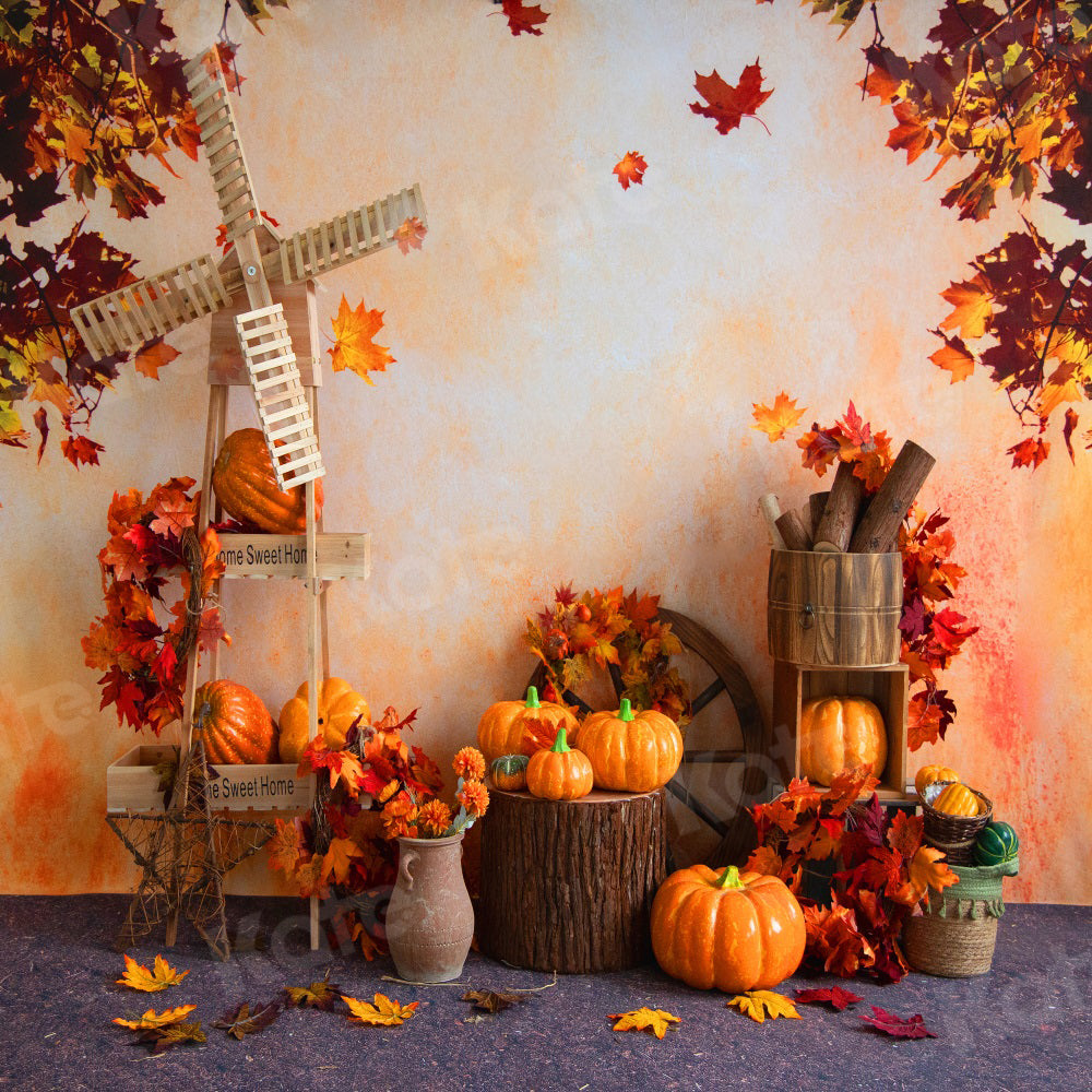 Fondo de Otoño con Calabazas y Hojas de Arce para Fotografía