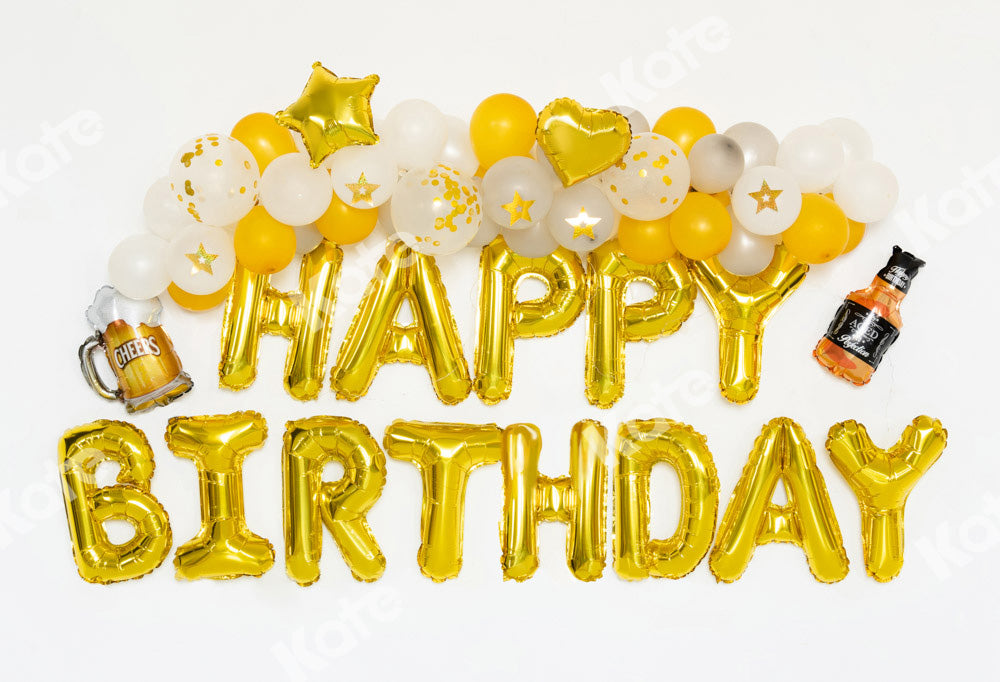 Kate Cake Smash Backdrop Birthday Gold Balloons Beer Celebration Designed by Emetselch