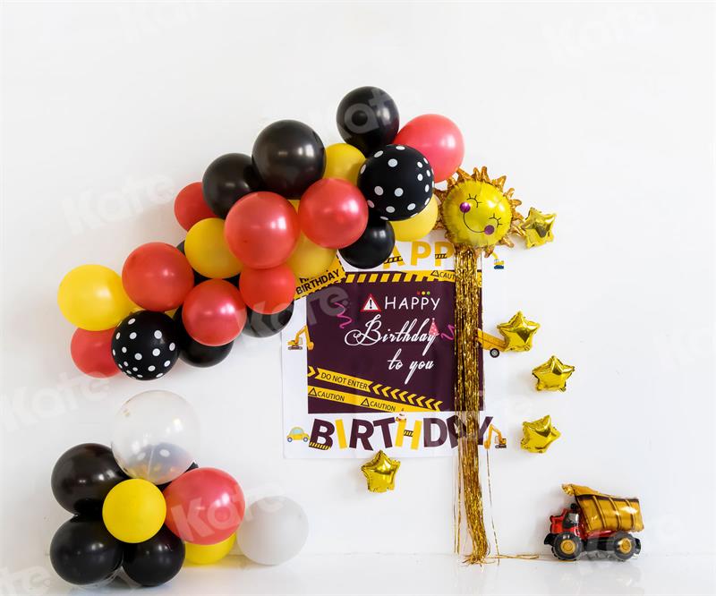 Verjaardag Achtergrond Ballonnen Taart Smash voor Fotografie