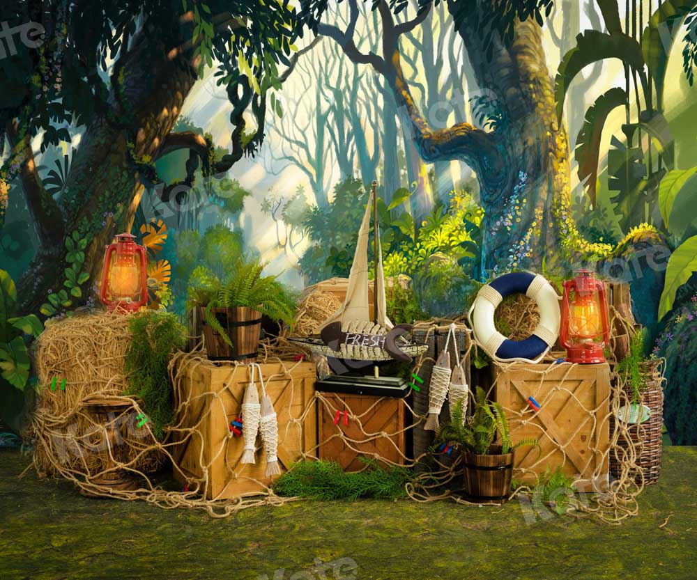 Kate Summer Backdrop Fishing Net Forest Jungle Designed by Emetselch