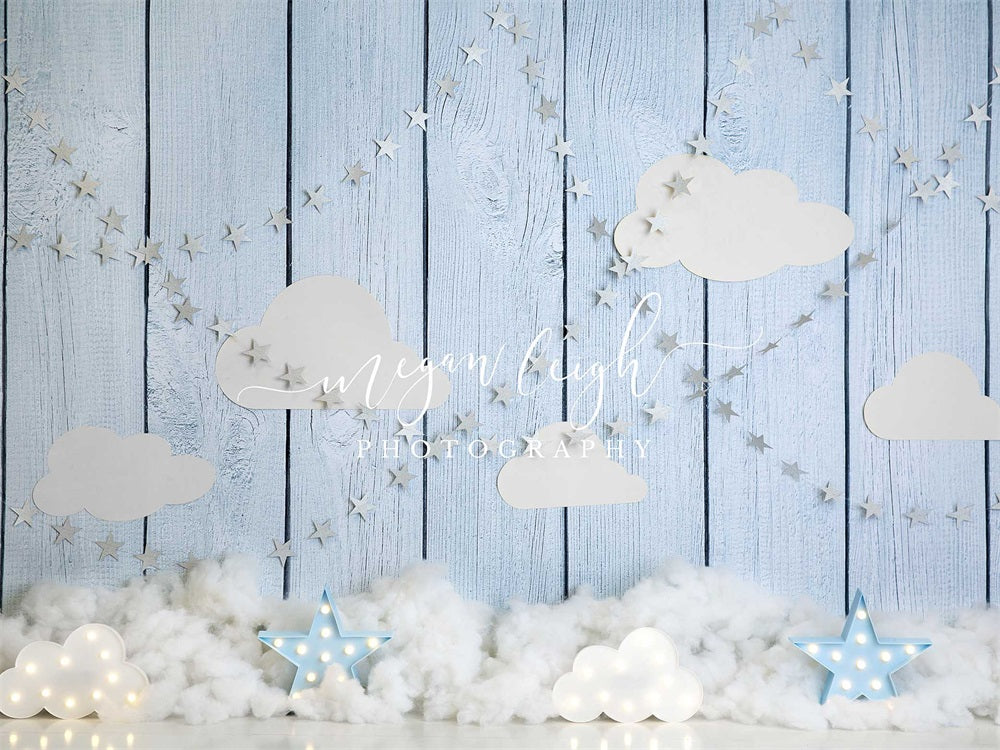 Sfondo Blue Skies Backdrop in legno per fotografia progettato da Megan Leigh Photography