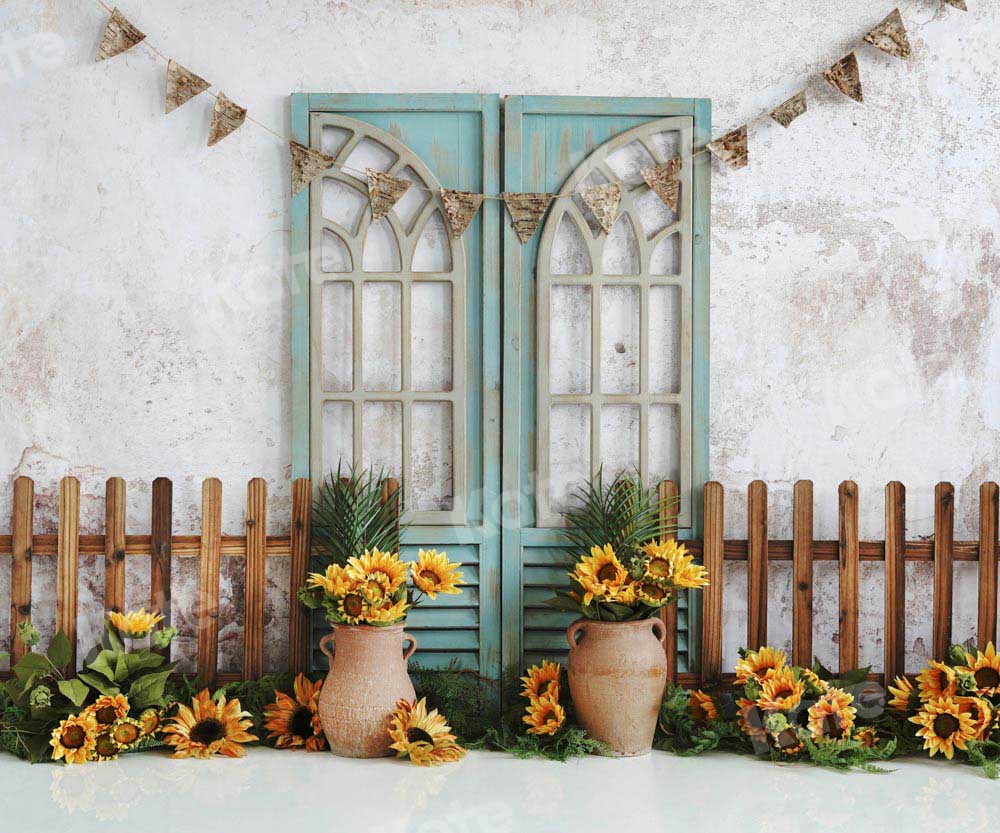 Kate Summer Backdrop Sunflower Retro Wall Designed by Emetselch