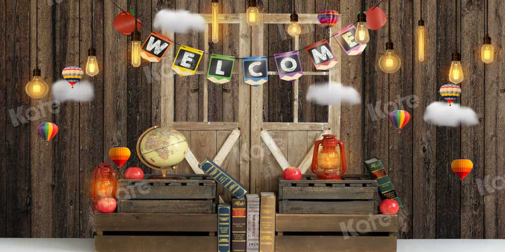 Kate Back to School Backdrop Globe Wood Designed by Emetselch