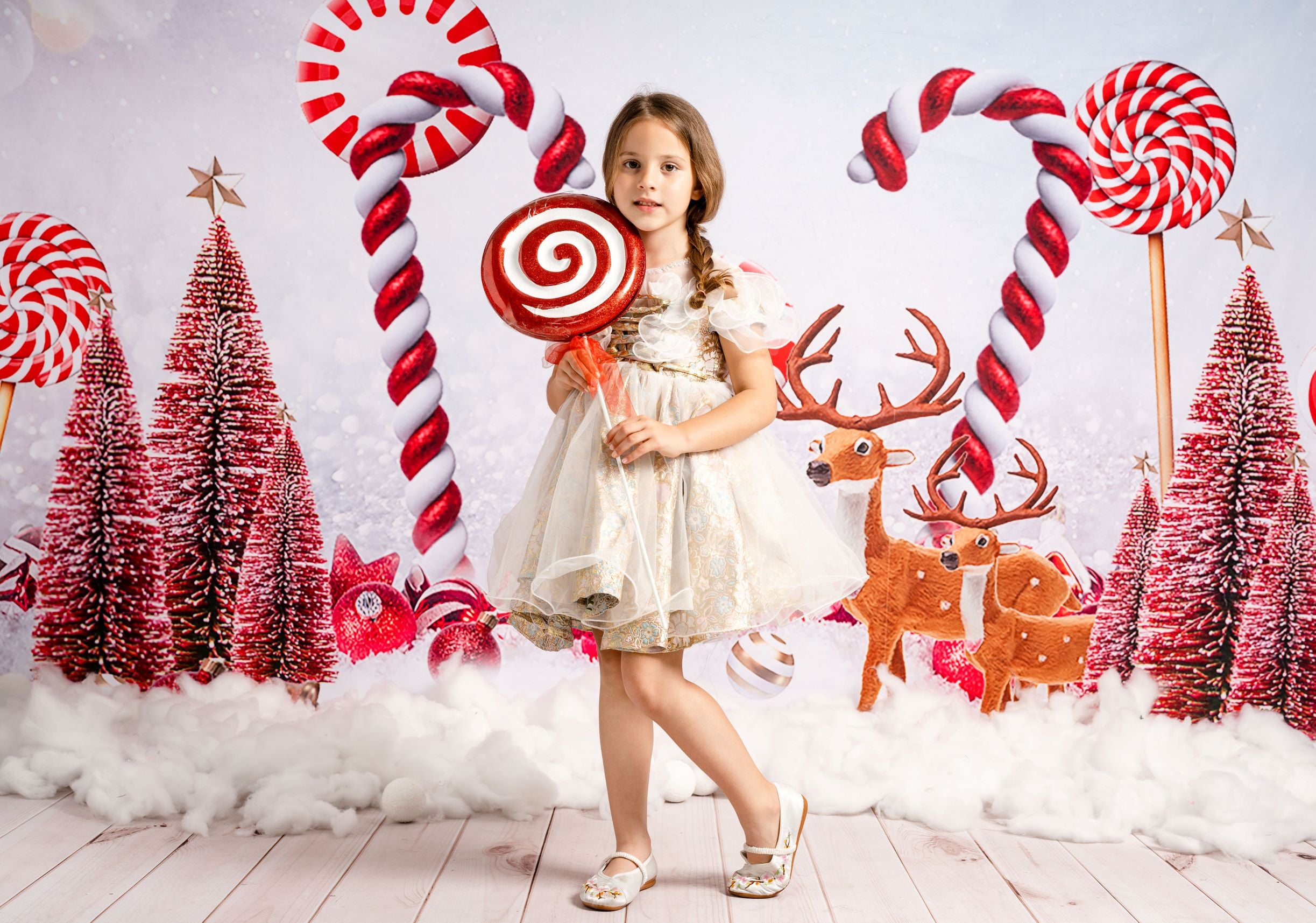 Kate Christmas Backdrop Bokeh Candy Cocoa Red for Photography