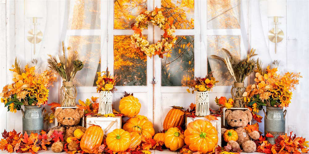 Kate Autumn Backdrop Birthday Boho Pumpkin Designed by Emetselch