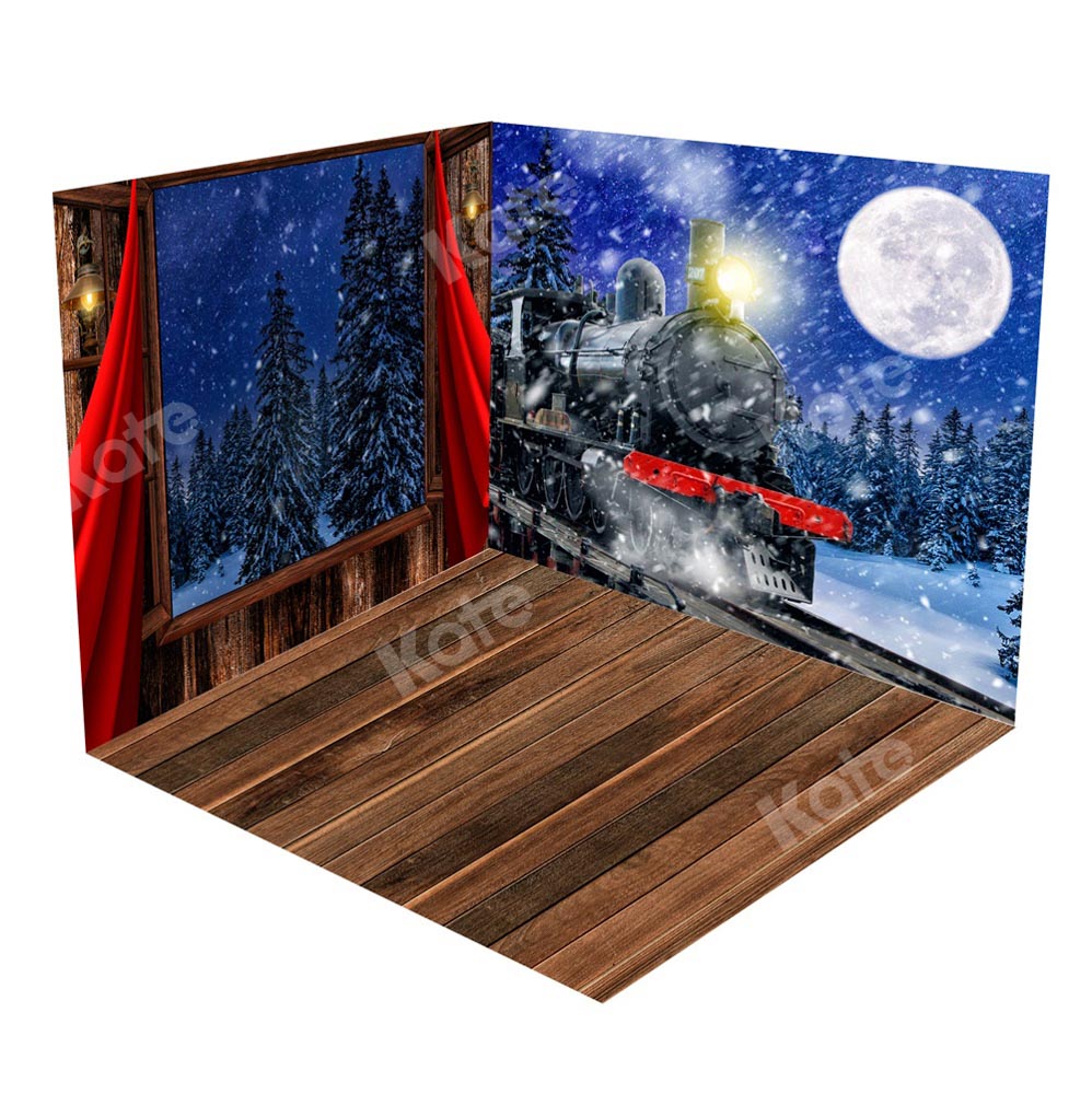 Set da camera Kate Night Train Christmas (8ftx8ft & 10ftx8ft & 8ftx10ft)