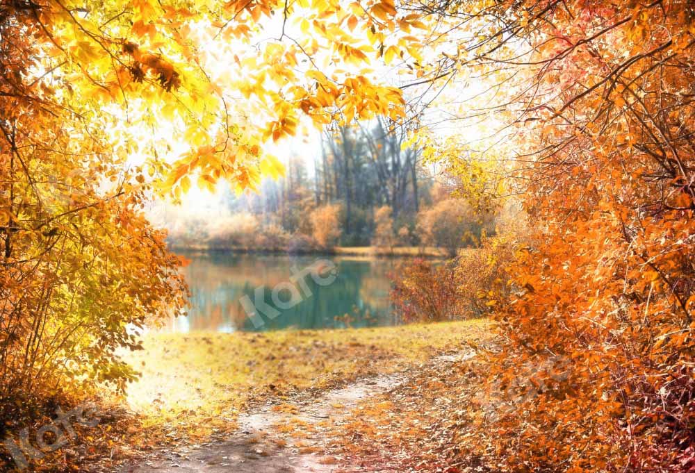 Herfstachtergrond met bomen in het bos Ontworpen door Chain Fotografie