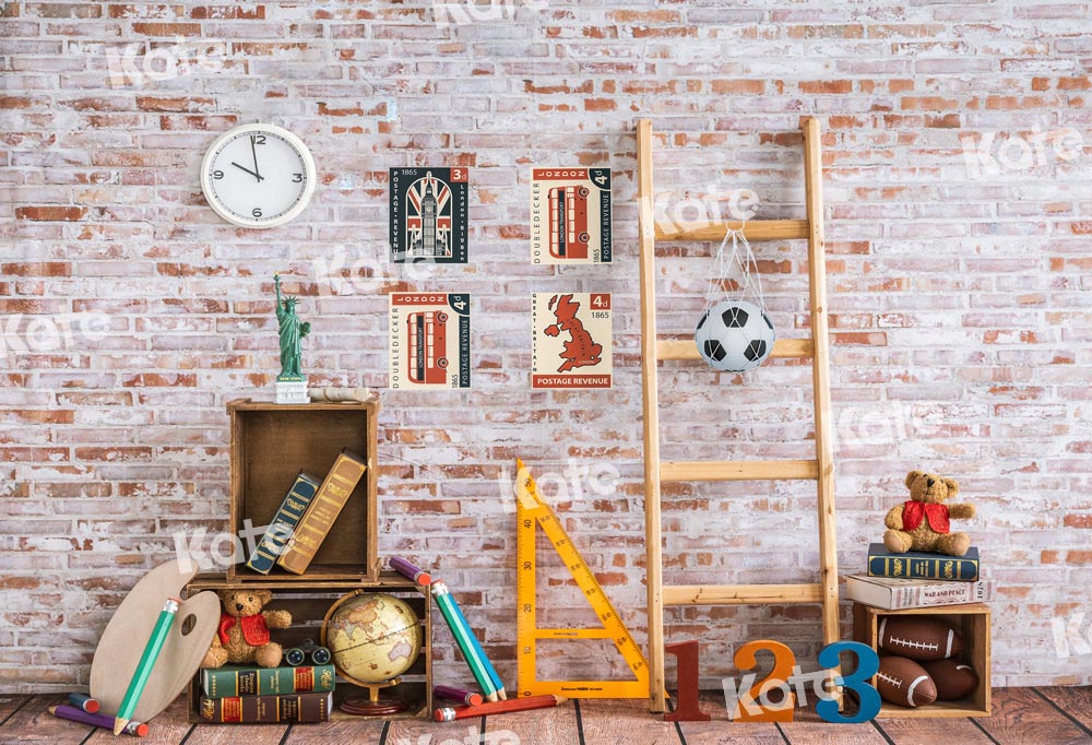 Kate Back to School Backdrop Brick Wall Artist Designed by Emetselch