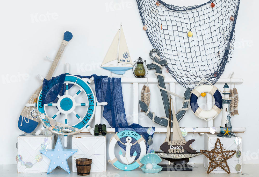 Kate Birthday Summer Backdrop Blue Go Fishing for Photography