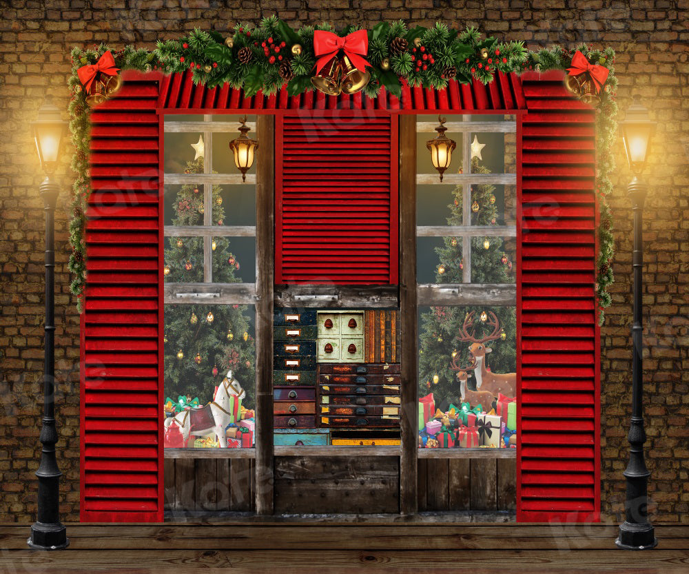 Kate Christmas Backdrop Window Retro Wall for Photography