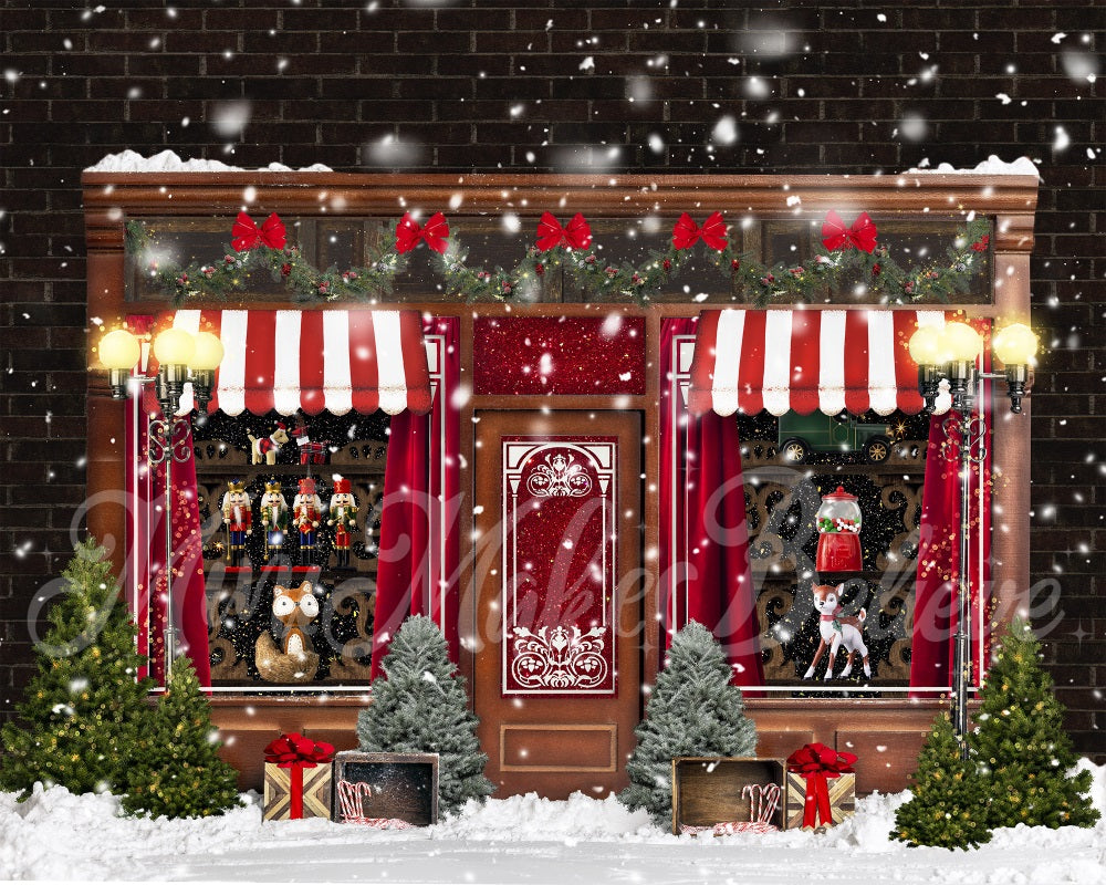 Kate Holiday Christmas Backdrop Winter Vintage Toy Candy Store Santa  Shop Designed by Mini MakeBelieve