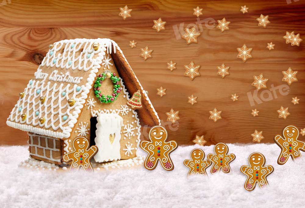 Sfondo natalizio Casa di Pan di Zenzero Cartone Neve Disegnato da Chain Photography