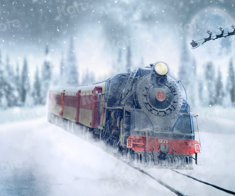 Winter Achtergrond Trein Sneeuw voor Fotografie