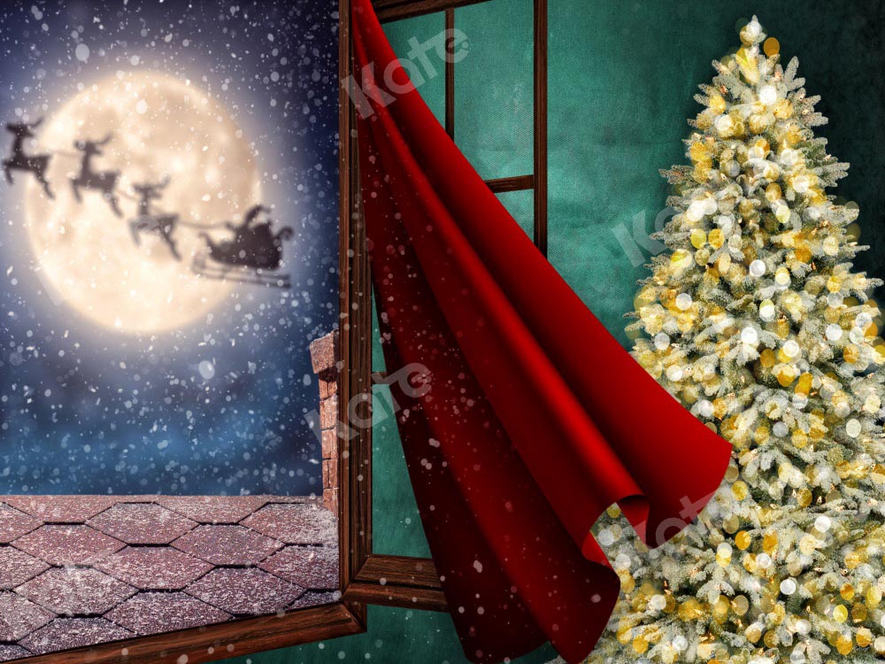 Kerstachtergrond Wachten op de Kerstman Sneeuw Ontworpen door Chain Photography