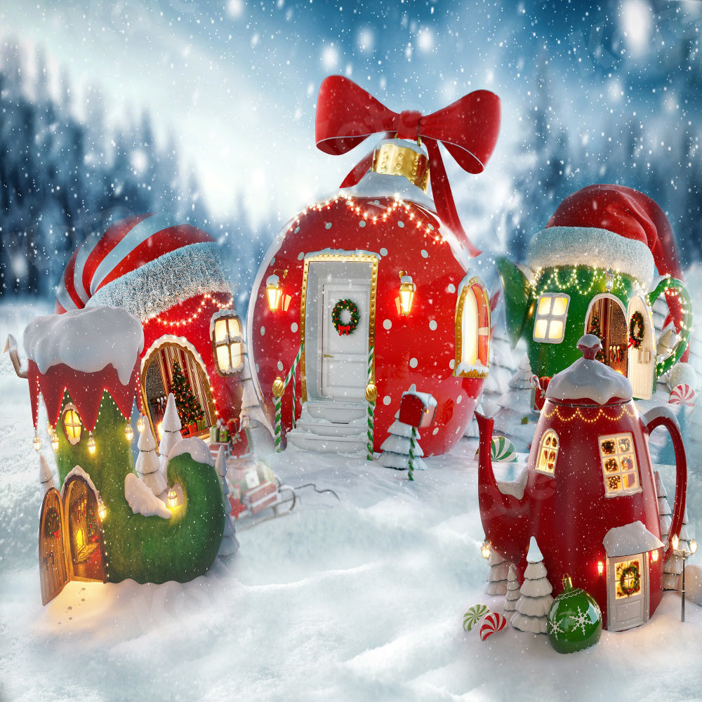 Kate Christmas Hot Cocoa Backdrop Teapot for Photography