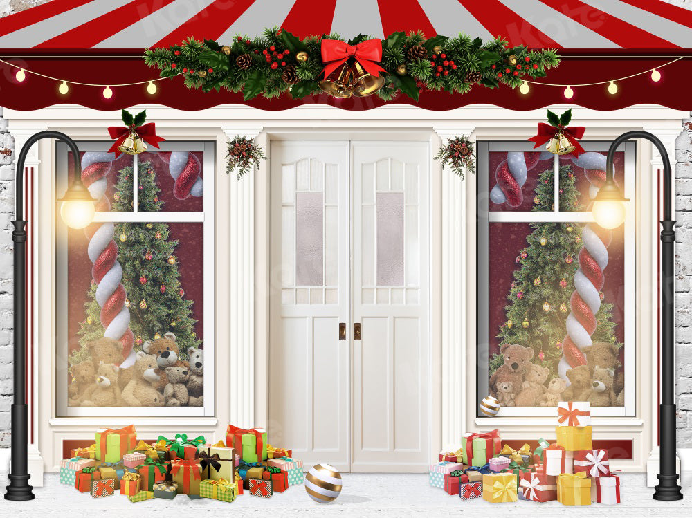 Kate Christmas Store Candy Backdrop Gifts Teddy Bear for Photography