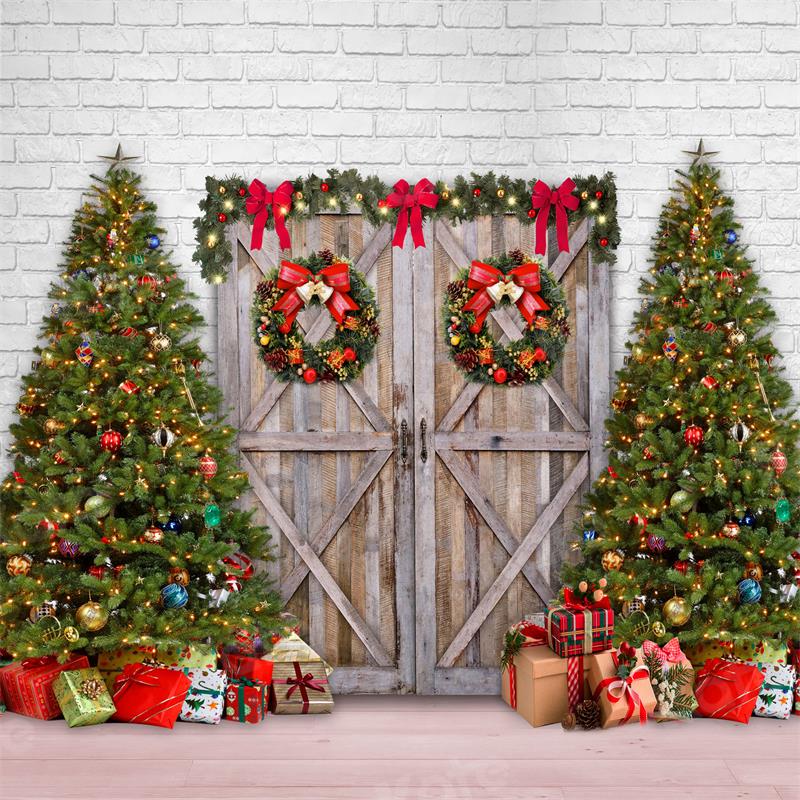 Kate Christmas Barn Door Backdrop Gifts for Photography