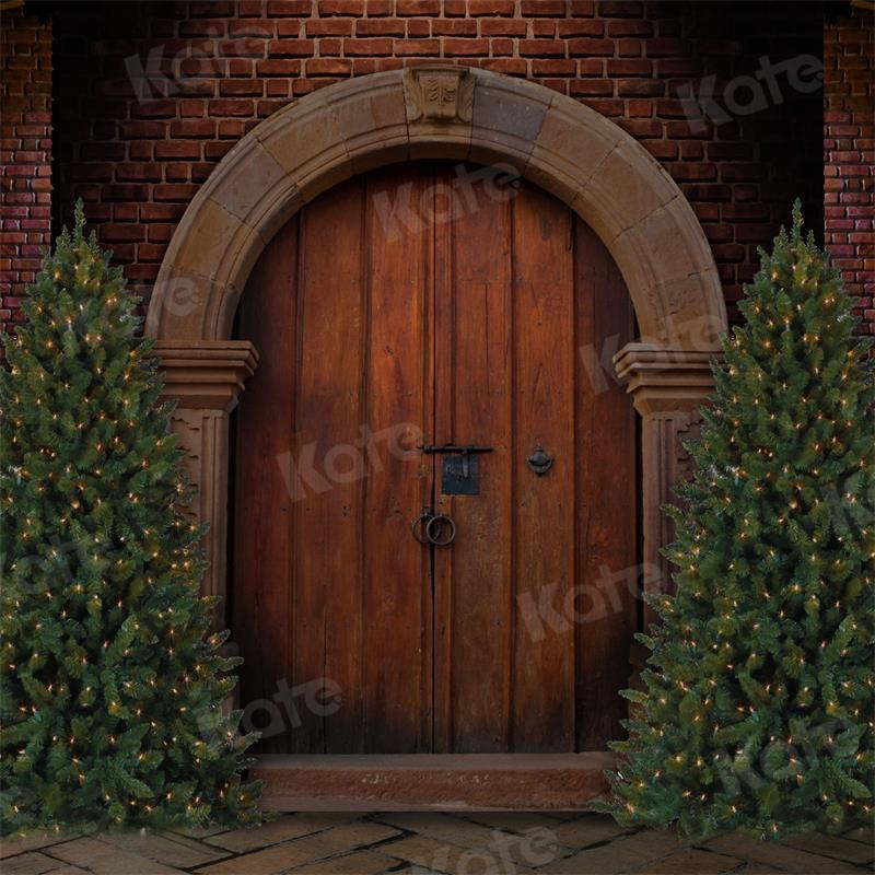 Christmas Arh Door Backdrop Mattone per Fotografia