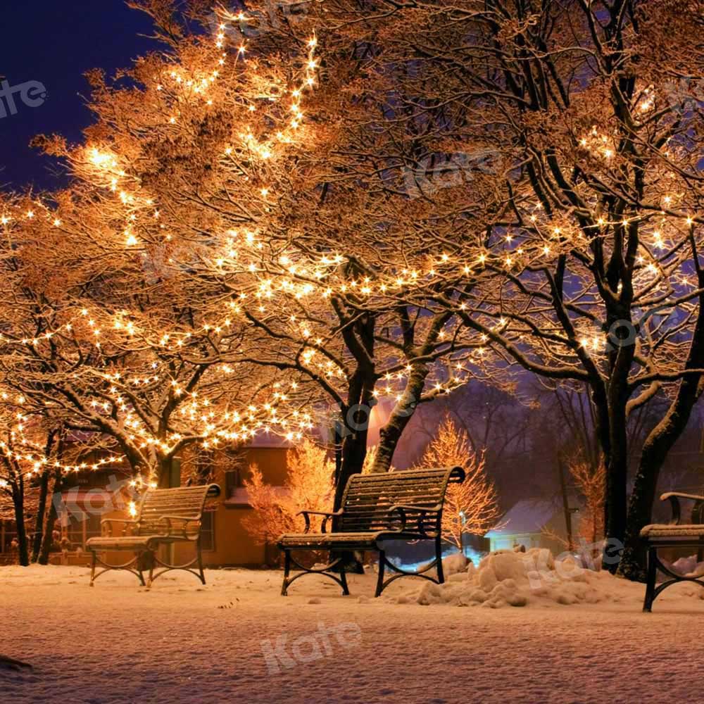 Kerstachtergrond Parkvakantiebank Ontworpen door Chain Photography