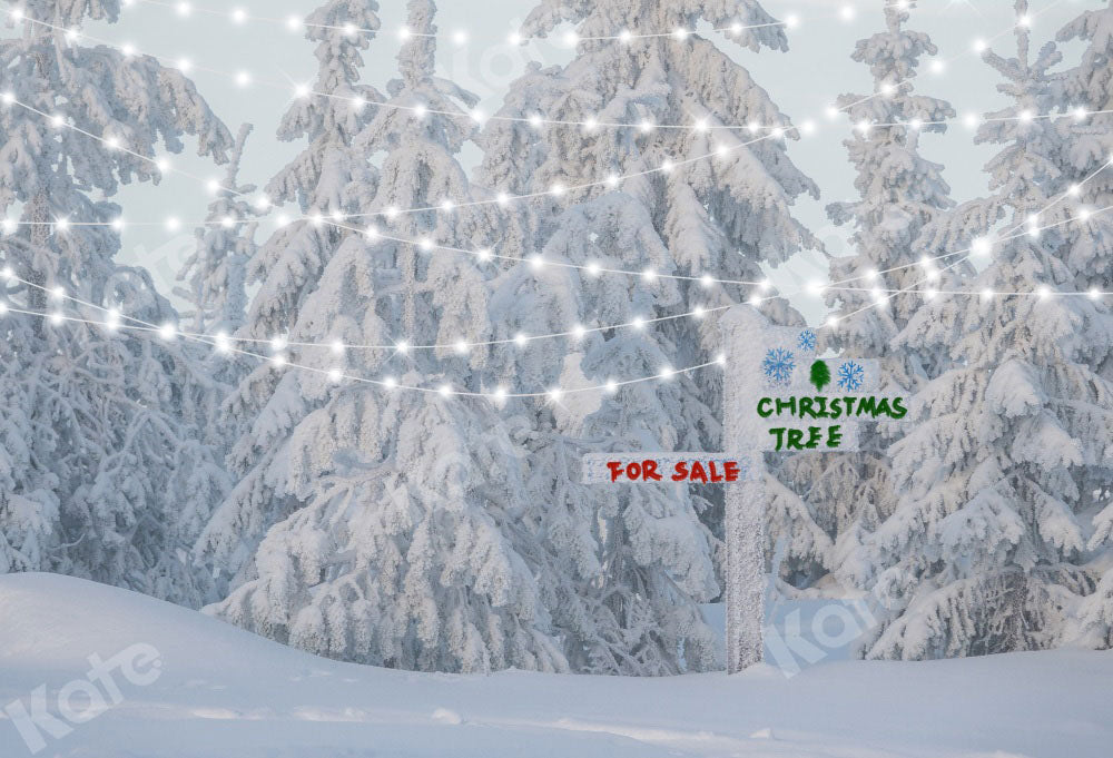 Winter Kerstachtergrond Sneeuwbomen Ontworpen door Chain Photography