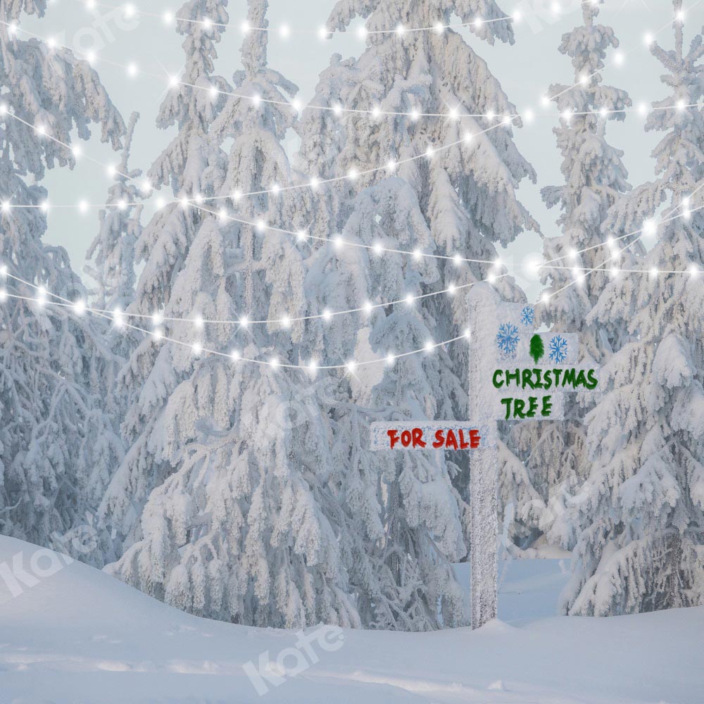 Winter Kerstachtergrond Sneeuwbomen Ontworpen door Chain Photography