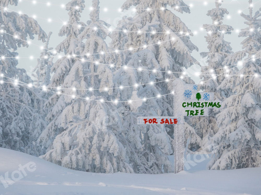 Winter Kerstachtergrond Sneeuwbomen Ontworpen door Chain Photography