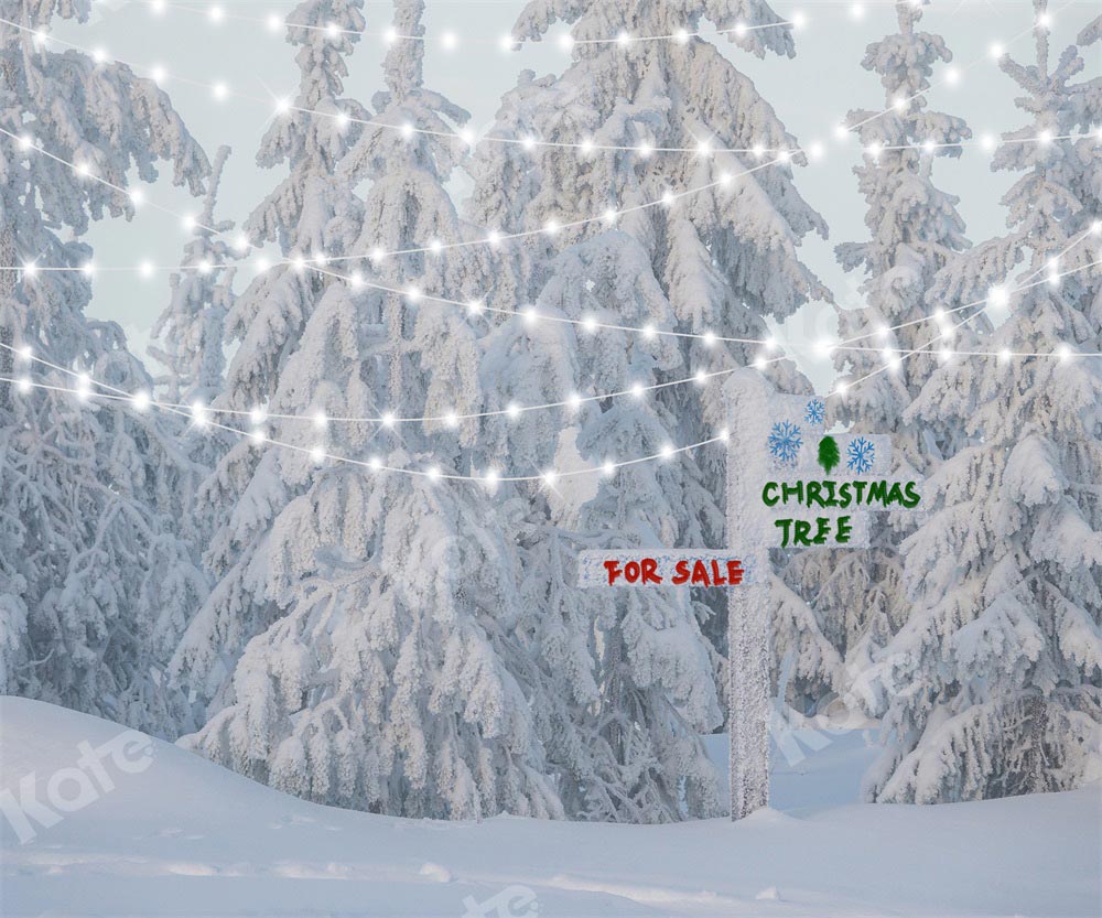 Winter Kerstachtergrond Sneeuwbomen Ontworpen door Chain Photography