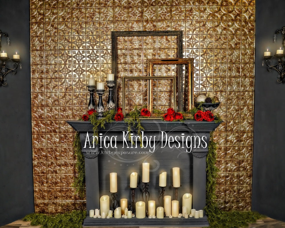 Kate Boudie Fireplace Backdrop designed by Arica Kirby