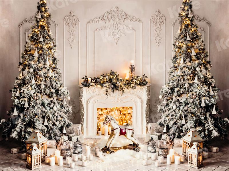 Kate Christmas Backdrop Tree White Wall Trojan horse for Photography
