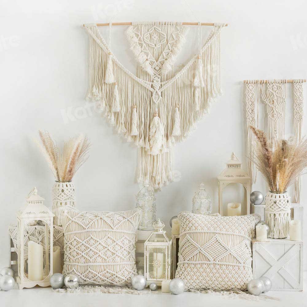 Kate Boho White Backdrop Pillows Designed by Emetselch