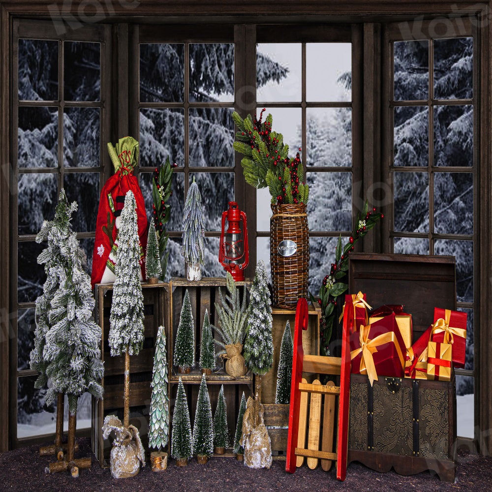 Kerst Raamboom Achtergrond voor Fotografie