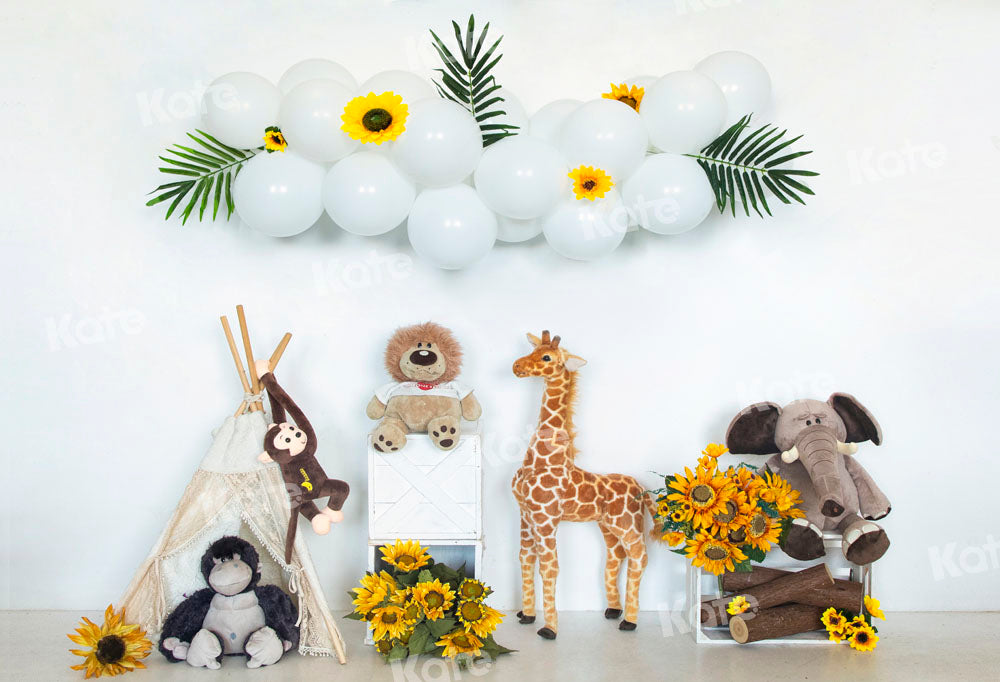 Fondo de Cakesmash con temática de animales de otoño acampando girasoles diseñado por Emetselch