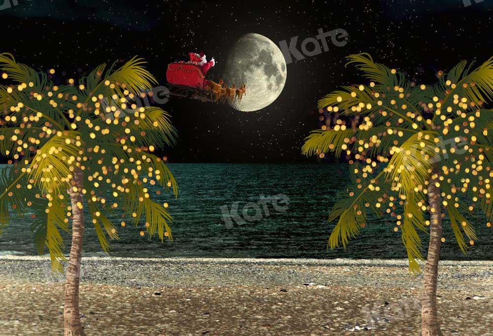 Kate Christmas Backdrop Coconut Tree Night Designed by Chain Photography