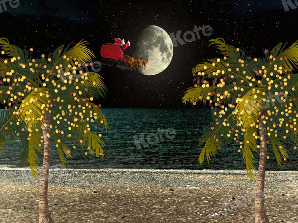 Kate Christmas Backdrop Coconut Tree Night Designed by Chain Photography
