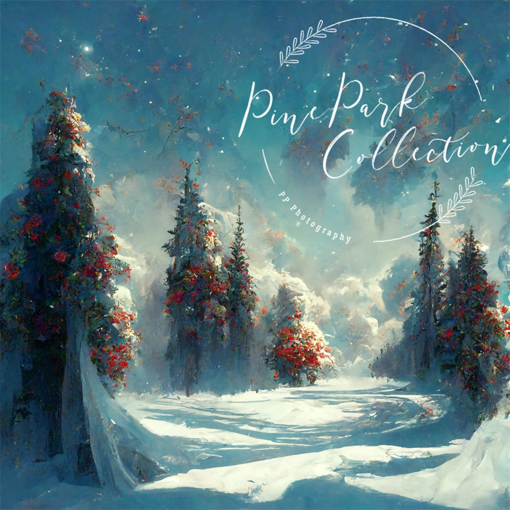 Blauw Winter Wonderland Decorontwerp Van Pine Park-collectie