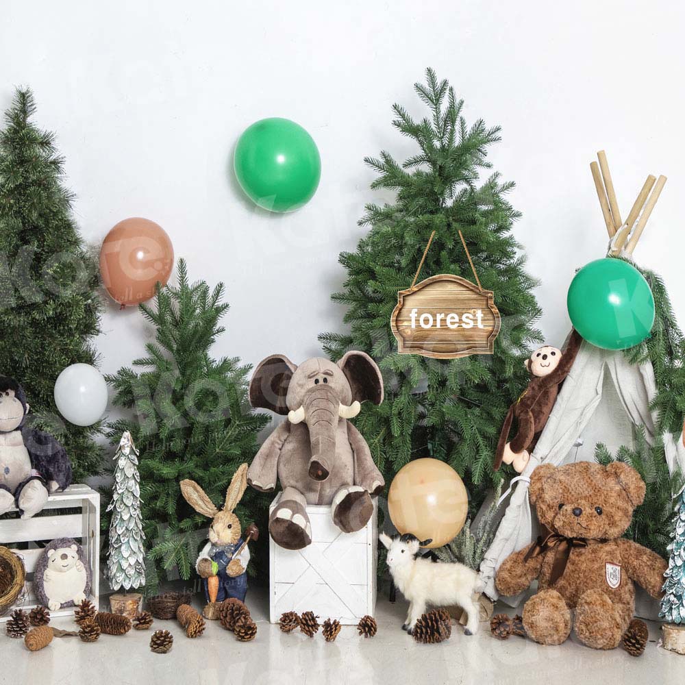 Kate Birthday Backdrop Forest Wild Animal Designed by Uta Mueller Photography